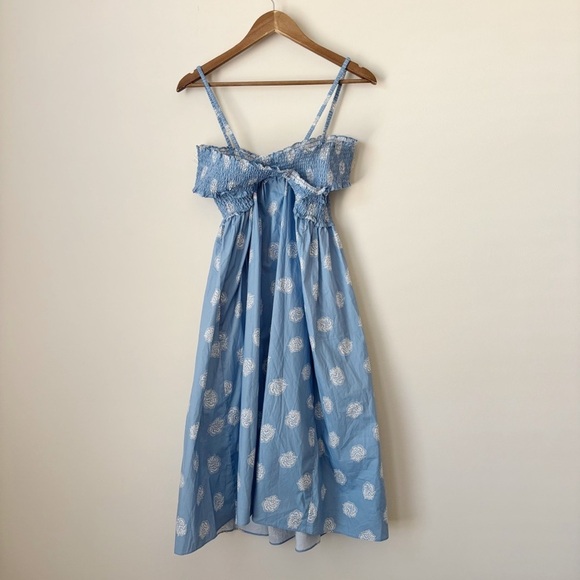 Baum Und Pferdgarten Antibes Smocked Dress 38 Off the Shoulder Blue Floral - Picture 4 of 9
